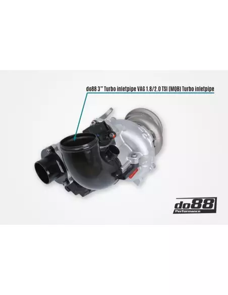 VAG MQB 2,0TFSi EA888 DO88 48,5mm inloppsrör (för OEM turbo) och svart slang till turbo (för DO88 luftburk)