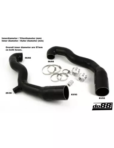 Porsche 997.1 GT2 DO88 Svarta Inloppsslangar till turbos