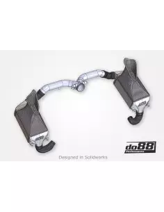 Porsche 997.1 Turbo DO88 Intercooler kit MERA med svarta slangar (för original Y-rör) 2