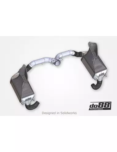 Porsche 997.1 GT2 DO88 Intercooler kit MERA med svarta slangar (för DO88 Y-rör)