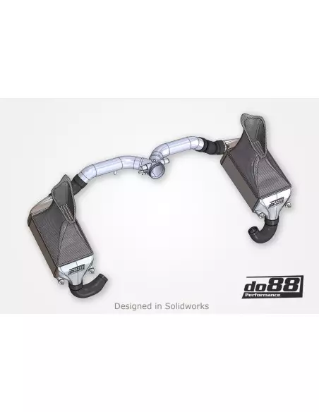 Porsche 997.1 GT2 DO88 Intercooler kit MERA med svarta slangar (för DO88 Y-rör)