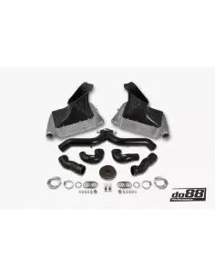 Porsche 997.2 Turbo DO88 Intercooler kit Big Pack med svart aluminium Y-rör svarta slangar