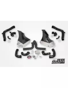 Porsche 991.2 Turbo DO88 Intercooler kit Big Pack med svart aluminium Y-rör & Inloppsslangar till turbos svarta slangar