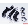 BMW M3 / M4 / M2 S55 Turbo Systems turbo inlopps böjar i svart målad aluminium (för Turbo System steg 2 turbos)