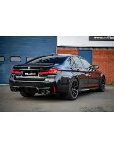 BMW M5 Competition OPF F90 Milltek Sport Från Partikelfilter och bakåt 4x GT100 Kolfiber utblås med avgasventiler