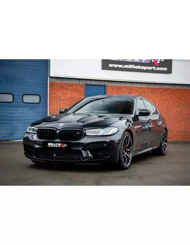 BMW M5 Competition OPF F90 Milltek Sport Från Partikelfilter och bakåt 4x GT100 Kolfiber utblås med avgasventiler