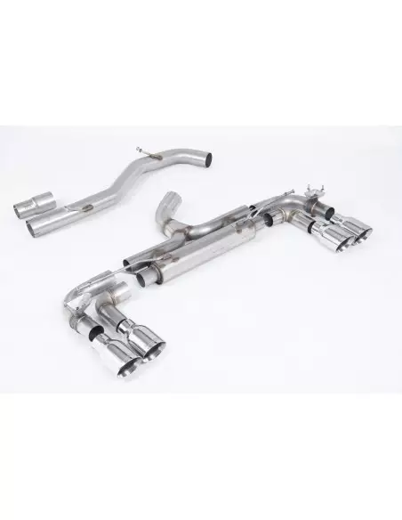 VW Golf R 3/5 dörrars mk7 Milltek Sport 3,15" (80mm) Cat-Back 4x 100 chrome GT utblås (med original avgasstyrning) - Non-Resonat
