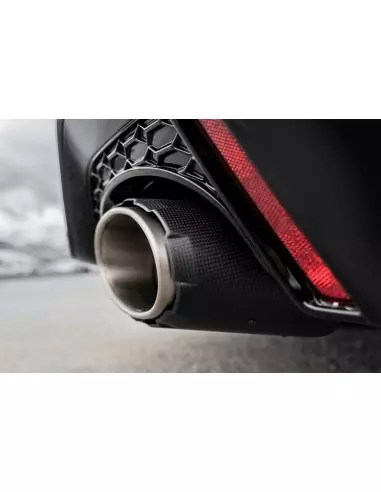 Audi RS6 4,0TFSi V8 C8 Akrapovic Evolution System (från mitt under bilen) i Titan med kolfiber utblås