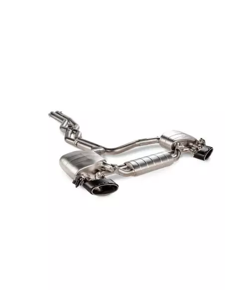 Audi RS6 4,0TFSi V8 C8 Akrapovic Evolution System (från mitt under bilen) i Titan med kolfiber utblås