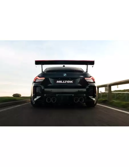 BMW M2 S58 G87 Milltek Sportfrån OPF och bakåt tar bort mitten ljuddämpare (måste kapas) 4x GT115 Titan utblås med avgasventiler